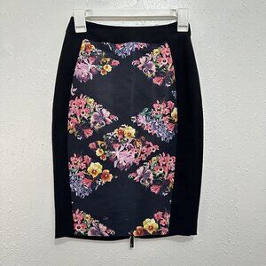 Ted Baker London Womens Black Floral Pencil Skirt Size 0 Career Wear Office